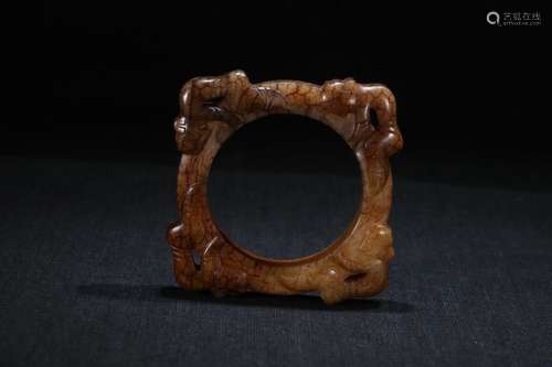 A Chinese Hetian Jade Bangle With Figure Pattern