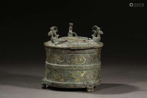 A Chinese Bronze 3-Leg Censer With Dragon Pattern