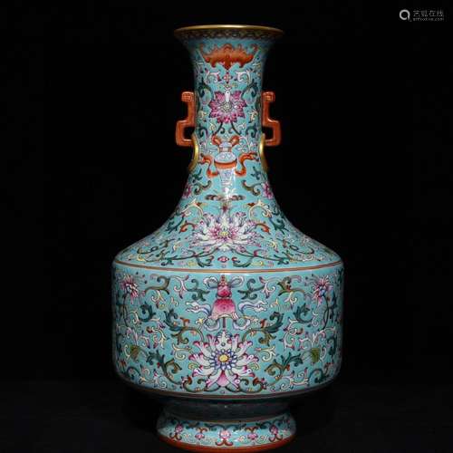 A Chinese Porcelain Ear Vase With Flower Pattern