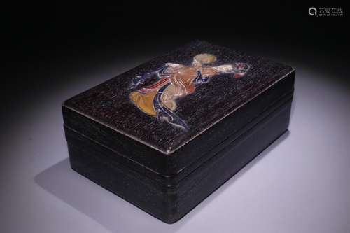 A Chinese Rosewood Box With Figure Pattern