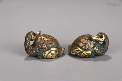 Pair Of Paperweight With Golden-Painting