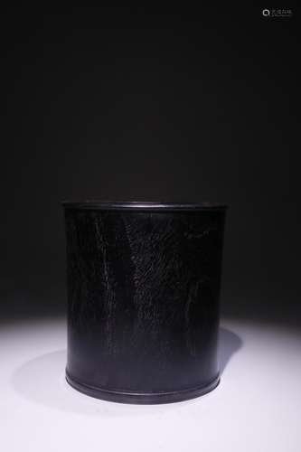 A Chinese Rosewood Brush Pot With Pattern