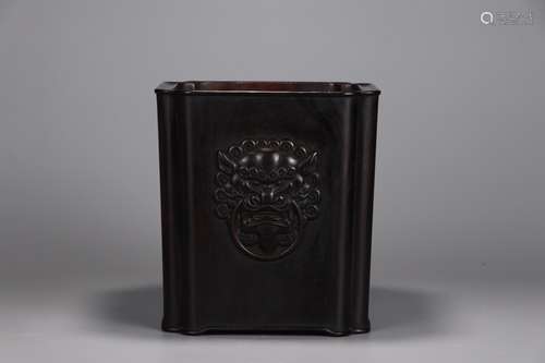 A Chinese Rosewood Brush Pot