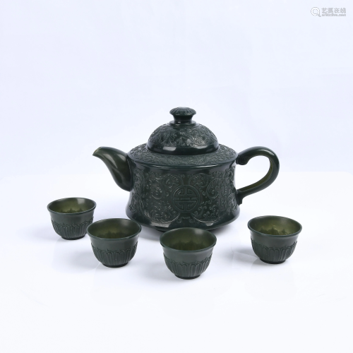 Chinese Green Jade Tea Set