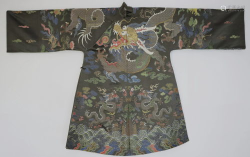 Rare Ming Yongle Embroidered Silk Dragon Robe
