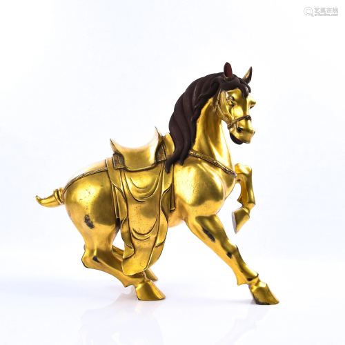 Gilt Bronze Saddled Horse