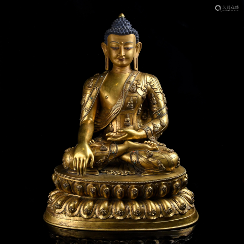Large Very Finely Cast Gilt-Bronze Figure of Buddha