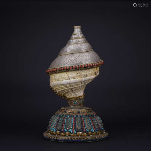 Qing dynasty silver conch