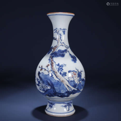 Qing dynasty blue and white bottle