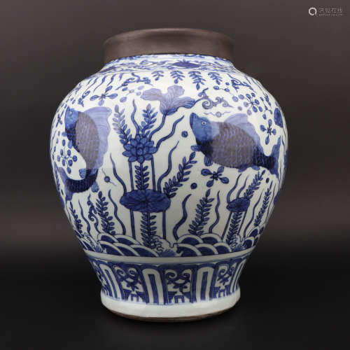 Ming dynasty blue and white jar