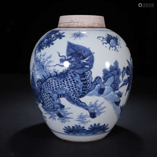 Qing dynasty blue and white jar