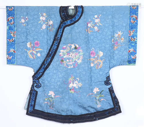 Qing dynasty blue color women's robes