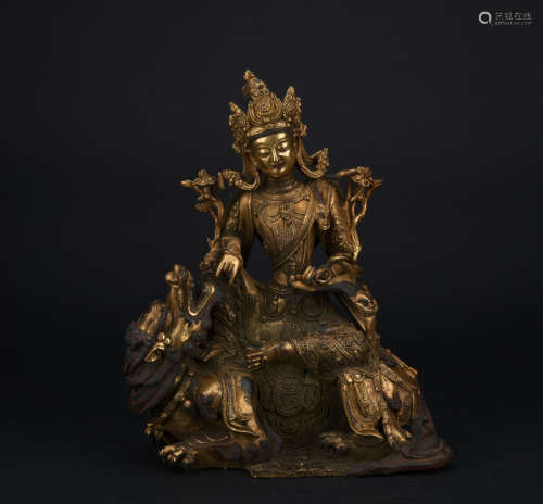 Qing dynasty gilt bronze statue of Guanyin