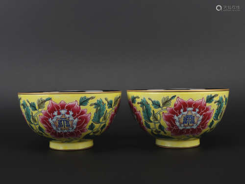 Qing dynasty enamel glaze bowl 1*pair