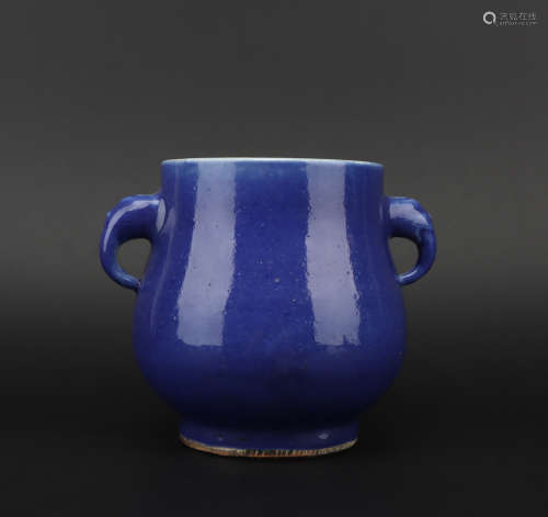 Qing dynasty blue-glazed censer