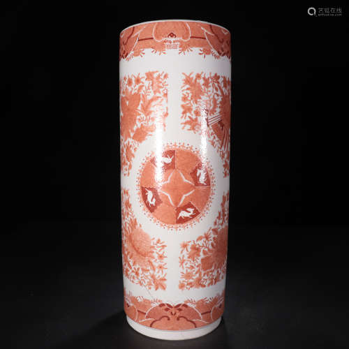 Qing dynasty allite red glaze  quiver