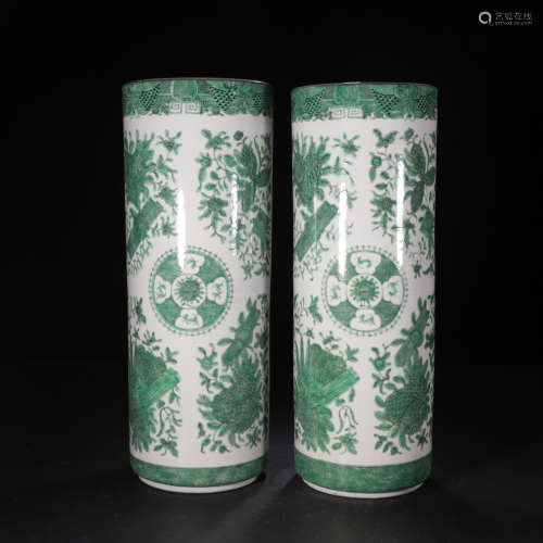 Qing dynasty green-glazed quiver