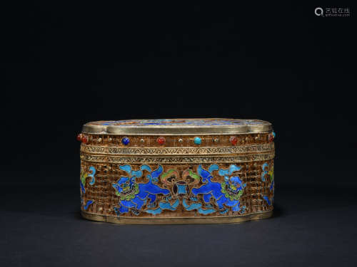 Qing dynasty gilt silver inlay box