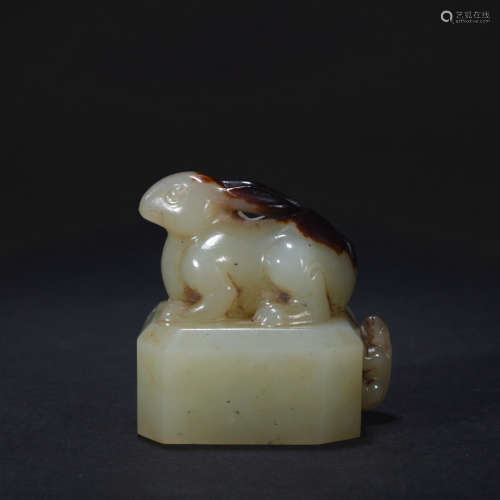 Qing dynasty jade rabbit seal