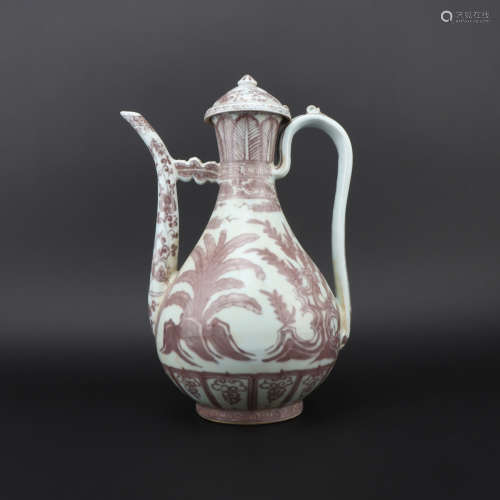 Ming dynasty copper-red-glazed winepot