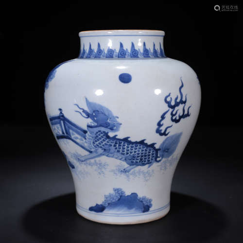 Qing dynasty blue and white jar