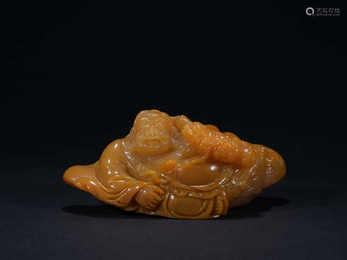 Qing dynasty Shoushan Stone figure ornament