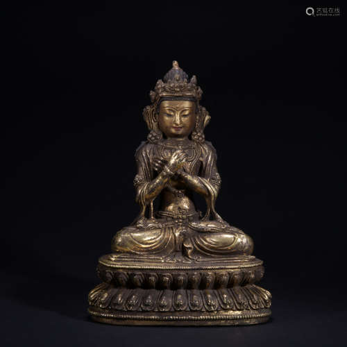 Qing dynasty gilt bronze statue of Vajradhara