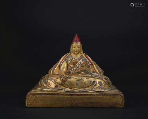Qing dynasty gilt bronze statue of guru