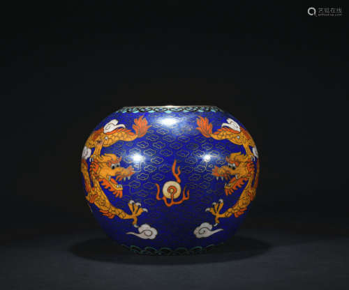 Qing dynasty cloisonne water pan with dragon pattern