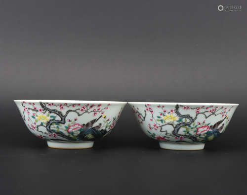 Qing dynasty famille-rose bowl with 1*pair