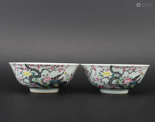 Qing dynasty famille-rose bowl with 1*pair