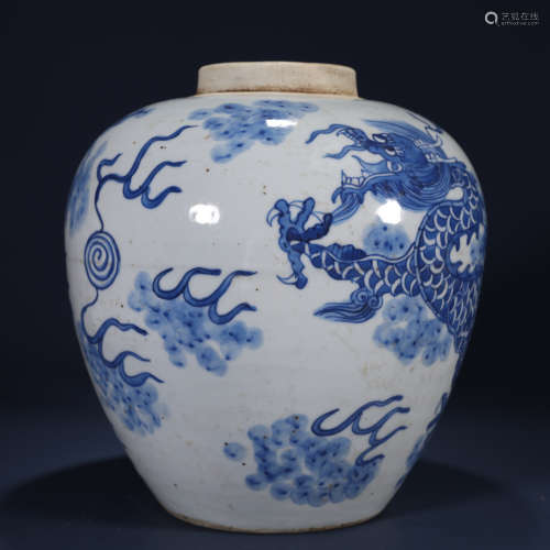 Qing dynasty blue and white jar