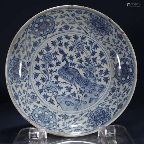 Qing dynasty blue and white plate