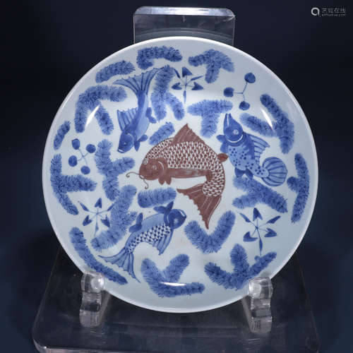 Qing dynasty blue and white plate