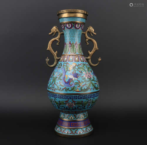 Qing dynasty cloisonne bottle