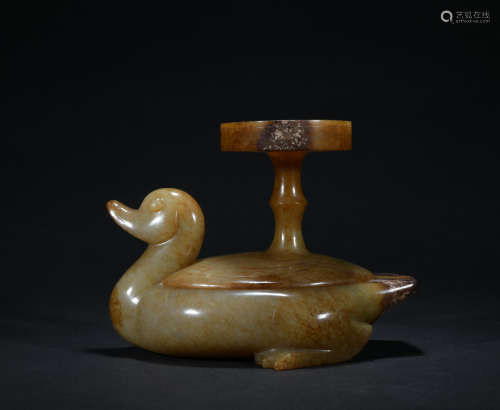 Qing dynasty jade duck water pan