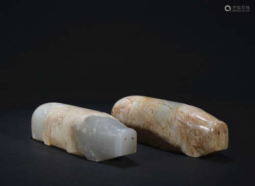 Qing dynasty jade pig 1*pair