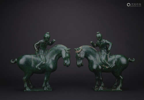 Qing dynasty jade horse 1*pair