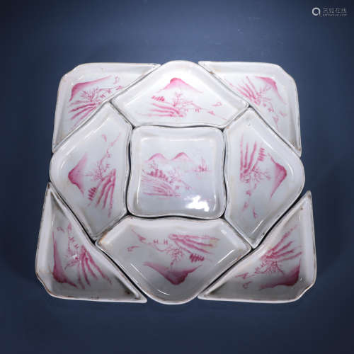 Qing dynasty carmine glaze plate