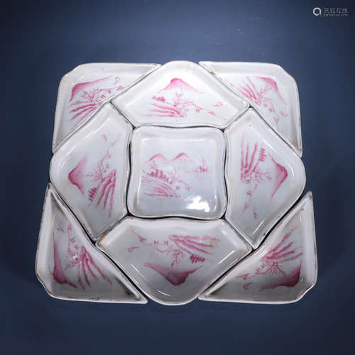 Qing dynasty carmine glaze plate