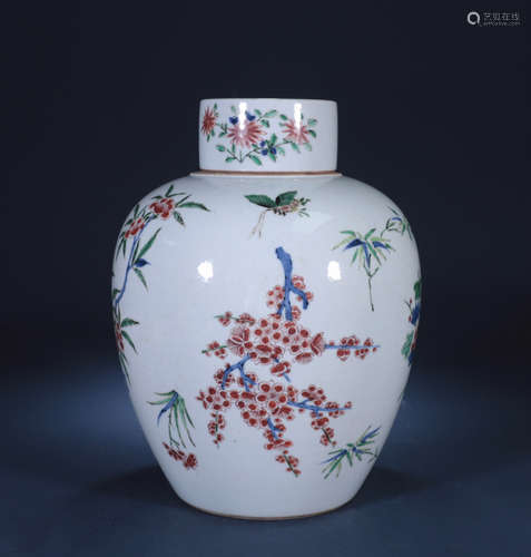 Qing dynasty Wu Cai cover jar