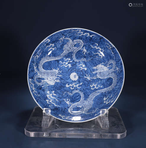 Qing dynasty blue and white plate