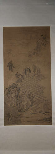 Qing dynasty Ding guanpeng's figure painting