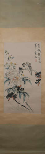 Qing dynasty Pu ru's flower and bird painting