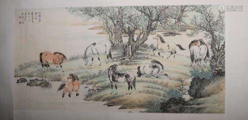 Modern Ge xianglan's horse riding painting