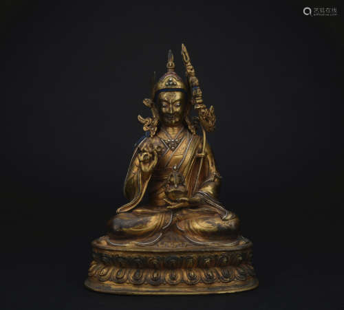 Qing dynasty gilt bronze statue of Padma Sambhava