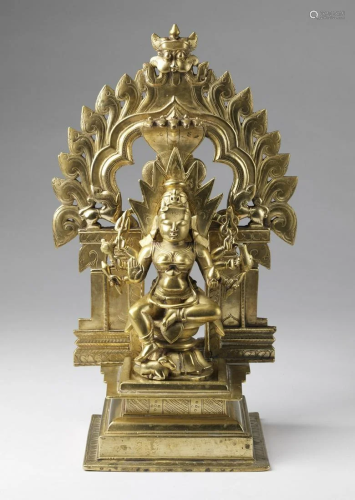 Arte Indiana A brass altar depicting PadmavatiIndia,