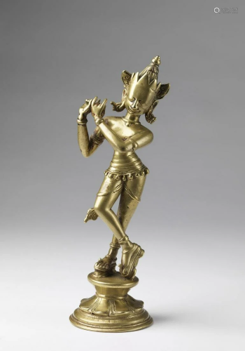 Arte Indiana A brass figure of Krishna Venugopala