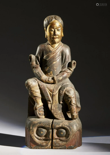 Arte Cinese A wood lacquered tao seated figure …