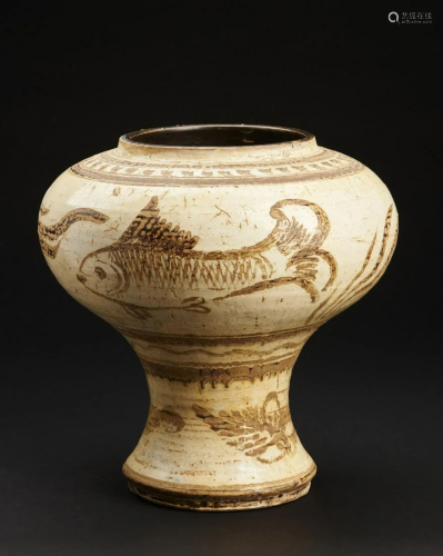 Arte Cinese A large cizhou pottery vase decorated…